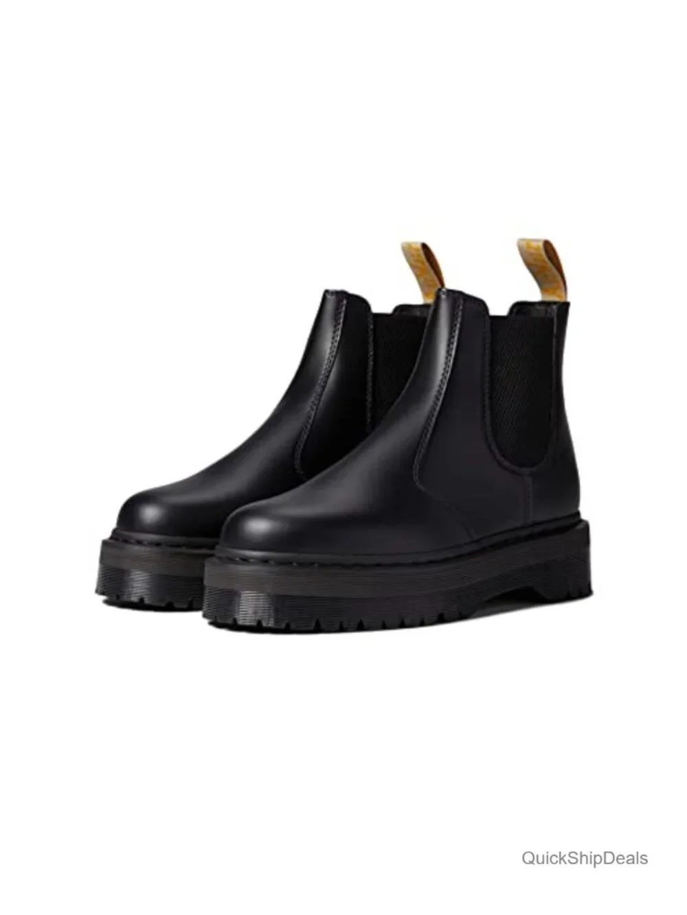 Faux Leather Chelsea Boots Platform Heel Ankle Booties Slip-On